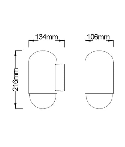 MAGNUM: Exterior Oval Surface Mounted Wall Lights IP44 - Black