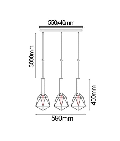 WHITEBAND Pendant Light 3x Bird Cage With Bar Base