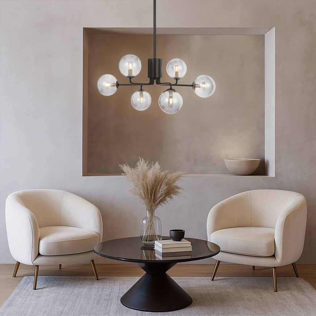FELTON 6 Pendant Light - Black/Smoke