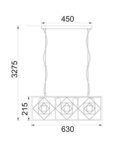 GAGGIA: Interior Rectangular Imitation Antique Brass Cage Pendant Light