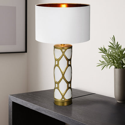 VILMA CERAMIC Table Lamp - Antique Gold/White