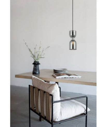CLESSIDRA: Interior Mirror Finish Smokey Black Glass Ellipse Pendant Lights