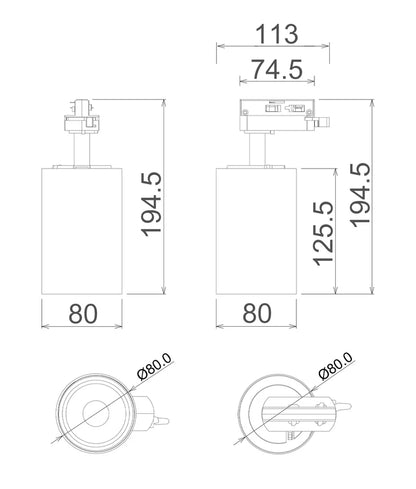 3 Wire 1 Circuit LED Tri-CCT Dimmable Adjustable Track Head - White