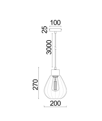TULIP: Interior Bronze Amber Wine Glass Ribbed Pendant Light