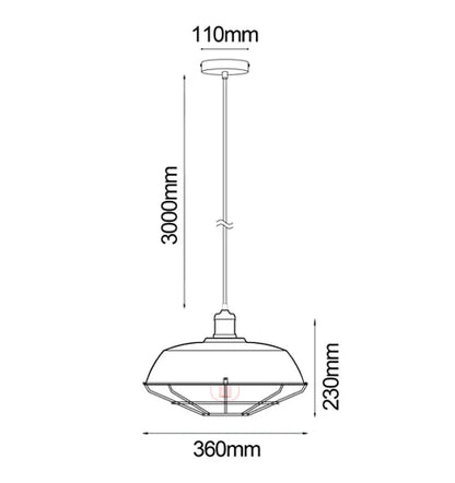 MATRIX: Industrial Iron Dome & Cage Pendant Light - Black