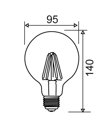 G95 LED Filament Dimmable Globes Clear Diffuser (6W) - Options: B22 6000K