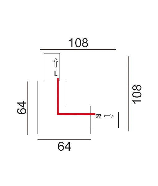 3 Wire 1 Circuit Universal Tracks, Connectors, End Cap & Live End - Connector L-Piece (Right) BLACK