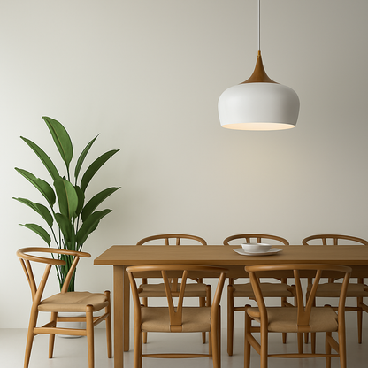 POLK 30CM Pendant Light – Oak/White
