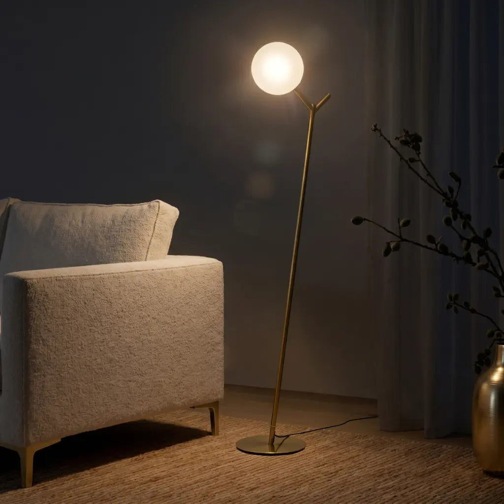 OHH Floor Lamp - Antique Gold/Opal Matt