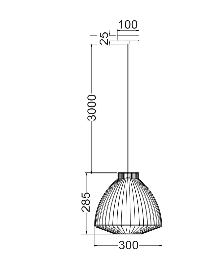 MANU: Modern Interior Cone (Concave) Wire Cage Pendant Light - Black