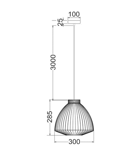 MANU: Modern Interior Cone (Concave) Wire Cage Pendant Light - Black