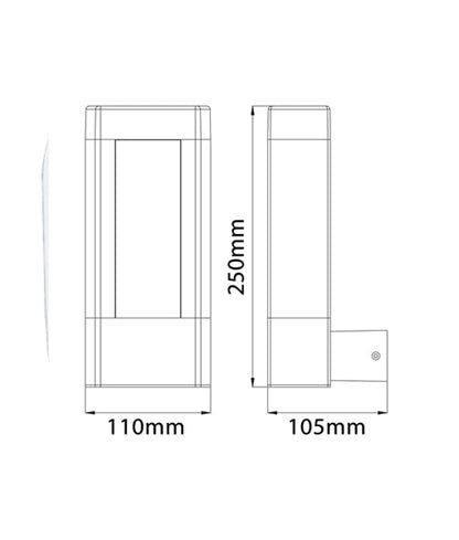 AMUN: Exterior LED Matt Black Rectangular Surface Mounted Wall Light IP54