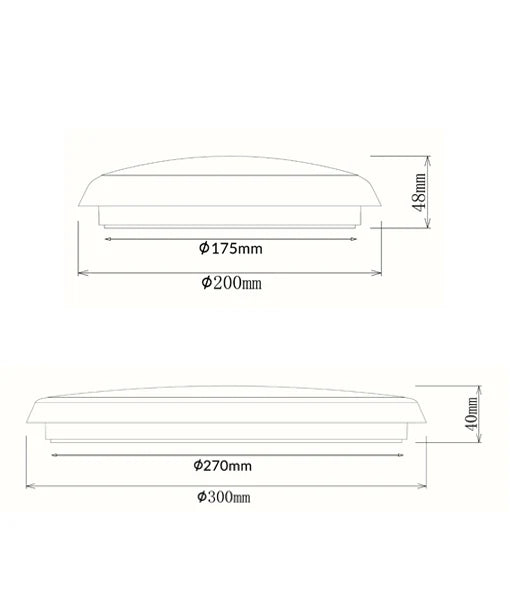 Waterproof LED Tri-Colour Dimmable Oyster Lights IP54 - 15W