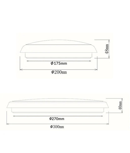 Waterproof LED Tri-Colour Dimmable Oyster Lights IP54 - 15W