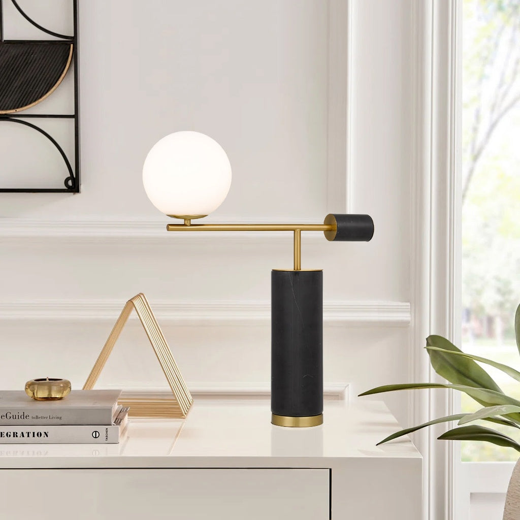 JUSTINA Table Lamp - Black/Opal Matt