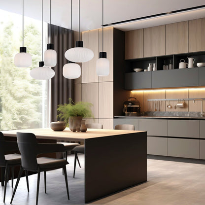NORI 6 Pendant Light - Black/Opal Matt
