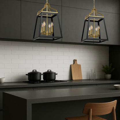 MONTEAL 4 Pendant Light – Antique Gold/Black