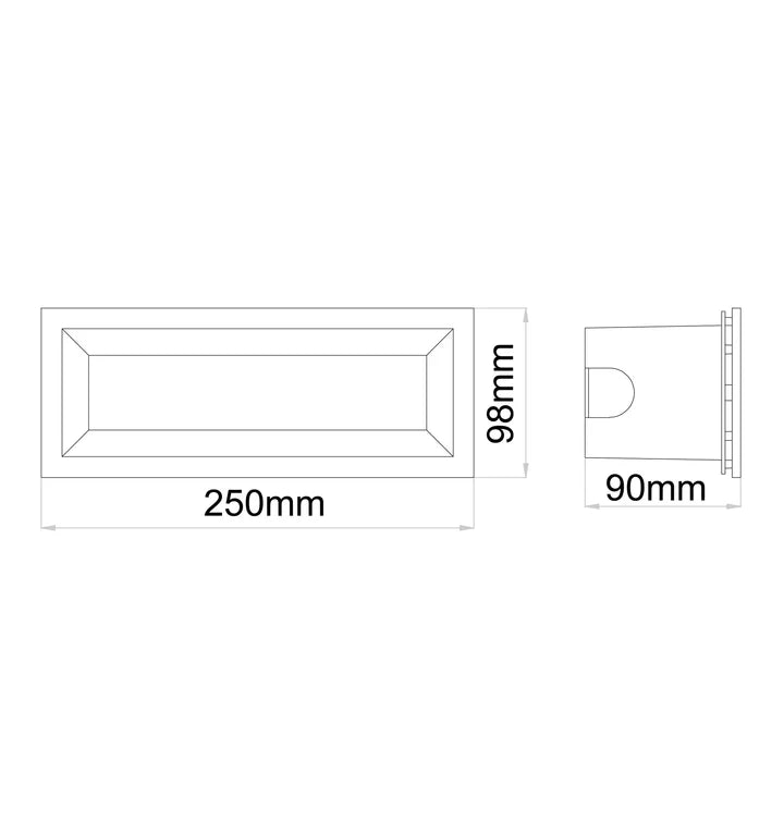 BRICKTRI: Exterior LED Tri-CCT Recessed Rectangular Frosted Diffuser Wall / Brick Lights IP65 - Dark Grey (Copy)