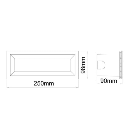 BRICKTRI: Exterior LED Tri-CCT Recessed Rectangular Frosted Diffuser Wall / Brick Lights IP65 - Dark Grey (Copy)
