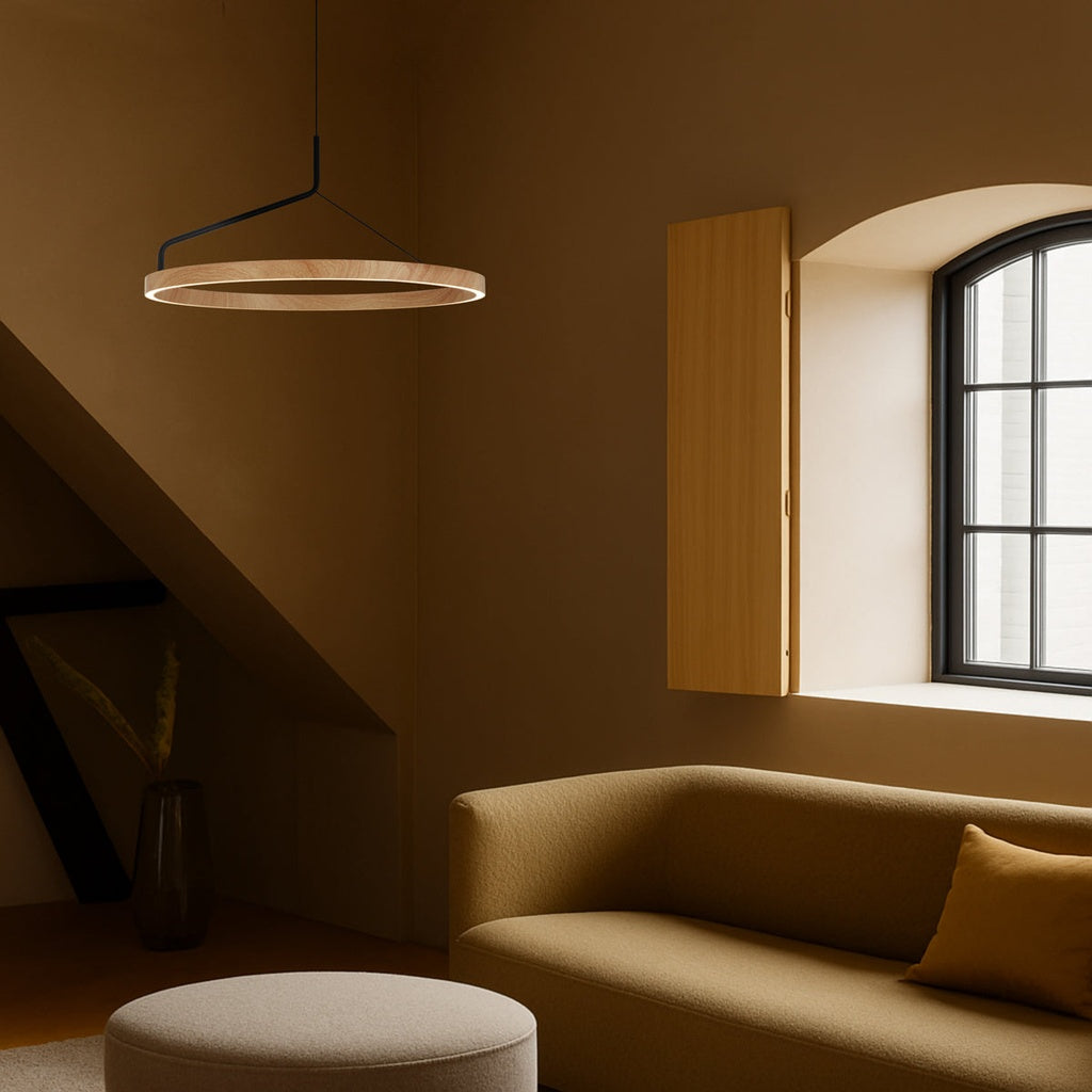 TRUVON 60CM Pendant Light - Black/Oak
