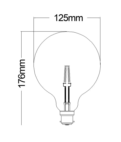 G125 LED Filament Globes (6W) - Sockets: BC/B22