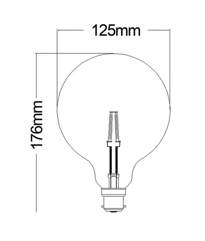 G125 LED Filament Globes (6W) - Sockets: BC/B22