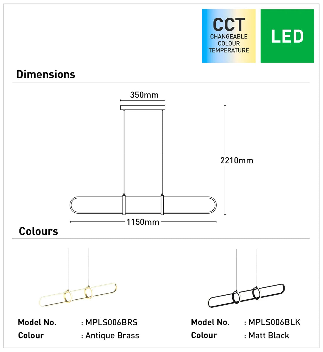 Odin 1Lt LED Pendant - Brass
