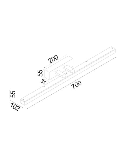 VANITAS: Interior LED Tri-CCT Vanity / Picture Wall Lights IP44 (L700mm) - Chrome/Large