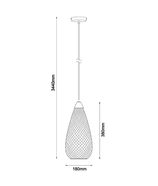 RICTUS5: Bohemian Glass with Quadrilateral Segments Tear Drop Shape Pendant Light - Copper