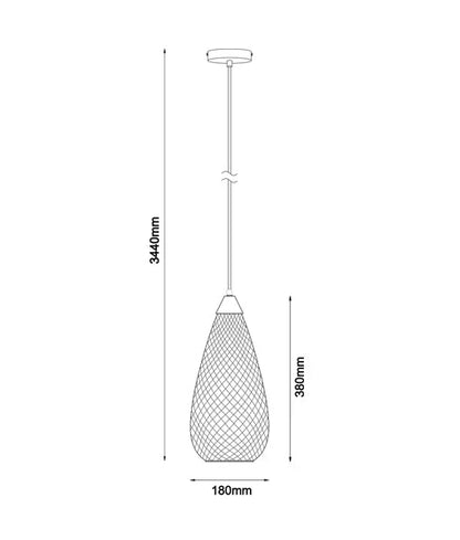 RICTUS5: Bohemian Glass with Quadrilateral Segments Tear Drop Shape Pendant Light - Copper