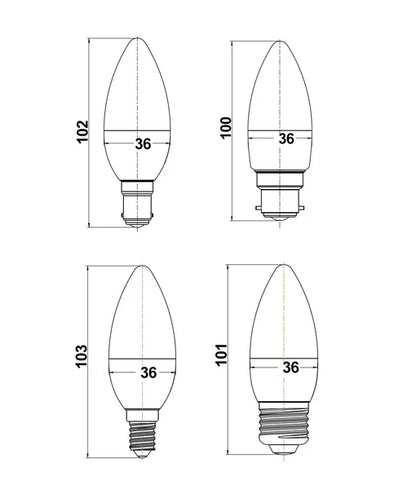 Candle LED Globes Frosted Diffuser (3W) - Options:  E27 3000K