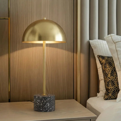 DOMEZ Table Lamp - Black Terrazzo/Antique Gold