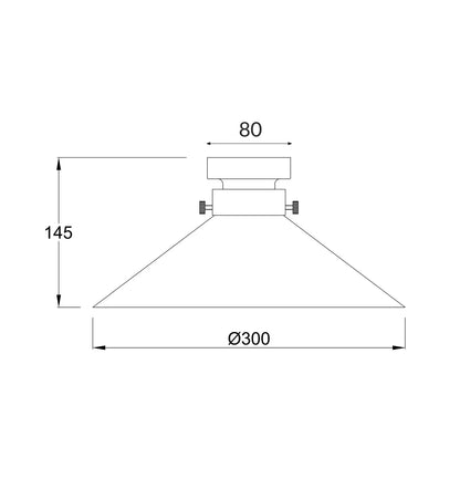 D.I.Y. Batten Fix Ceiling Lights - Large Cone Shape Fixture (Smokey Black Glass & Black Batten)