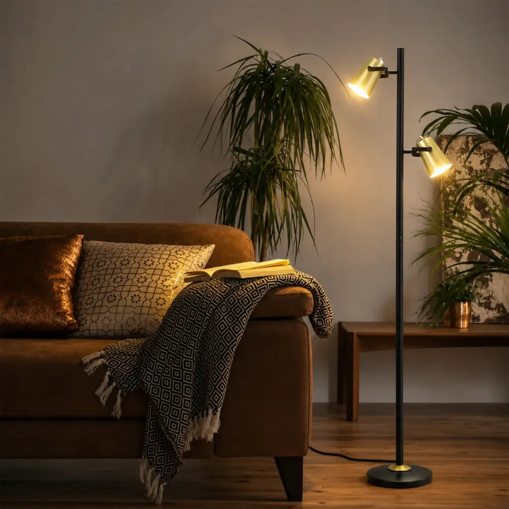 DENY Floor Lamp - Black/Brass Matt