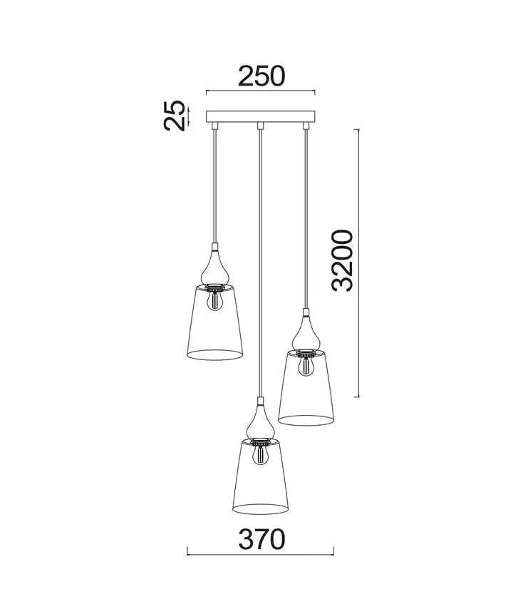 JEREZ2X3R: Bronze Amber Ellipse Glass Flat Top Pendant Light