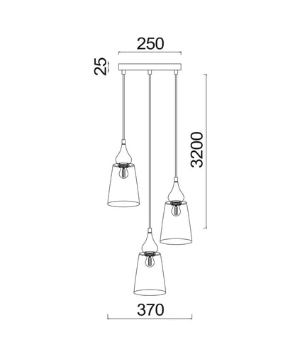 JEREZ2X3R: Bronze Amber Ellipse Glass Flat Top Pendant Light