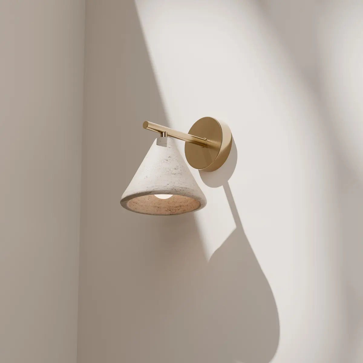 Calibo Orville Modern Travertine Stone Cone Wall Light - Natural
