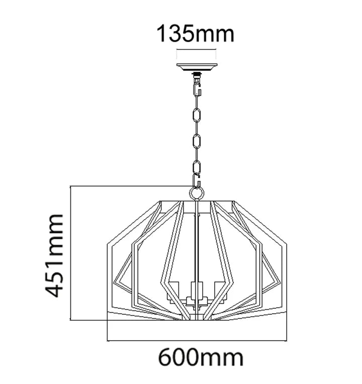 GAMBA: Industrial Black Rustic Wide Angular Cage Pendant Light