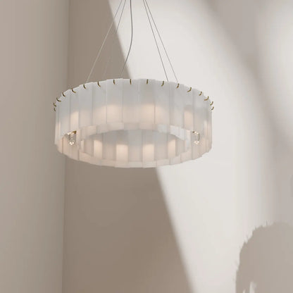 Calibo Mirage 12 Light Alabaster Stone 600mm Round Pendant - Calibo Mirage 12 Light Round Alabaster Pendant with Metal Hook