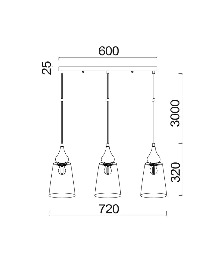 JEREZ2X3S: Smokey Black Ellipse Glass Flat Top Pendant Light