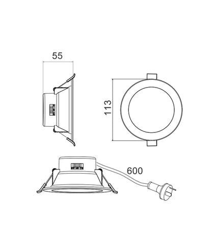 NOVADLUX01A: LED Dimmable Tri-CCT with Changeable Recessed Downlight + Faceplate (Matte Black)