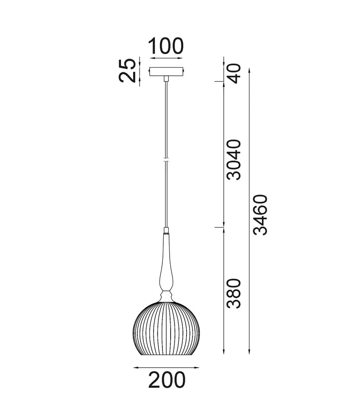 CALIZ: Interior Frosted Wine Glass Ribbed with Black Pendant Lights - Small