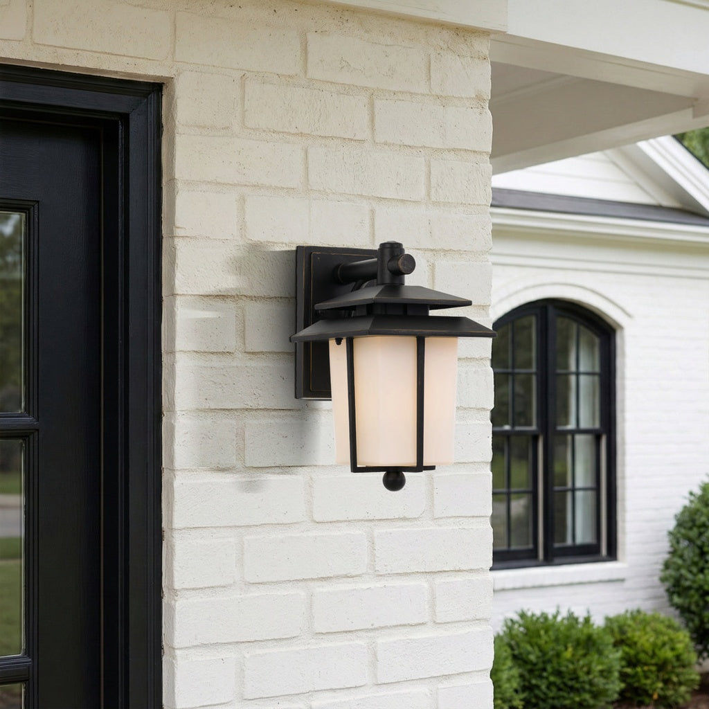 SILVAN Exterior Wall Light - Black/Opal