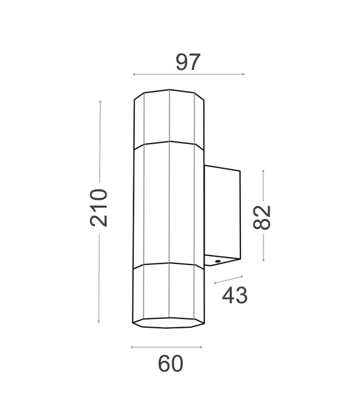OCTO: GU10 Exterior Octagonal Up/Down Pillar Lights IP65 - Aged Brass