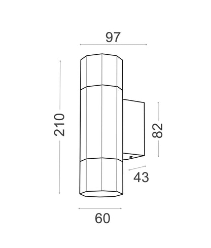 OCTO: GU10 Exterior Octagonal Up/Down Pillar Lights IP65 - Aged Brass