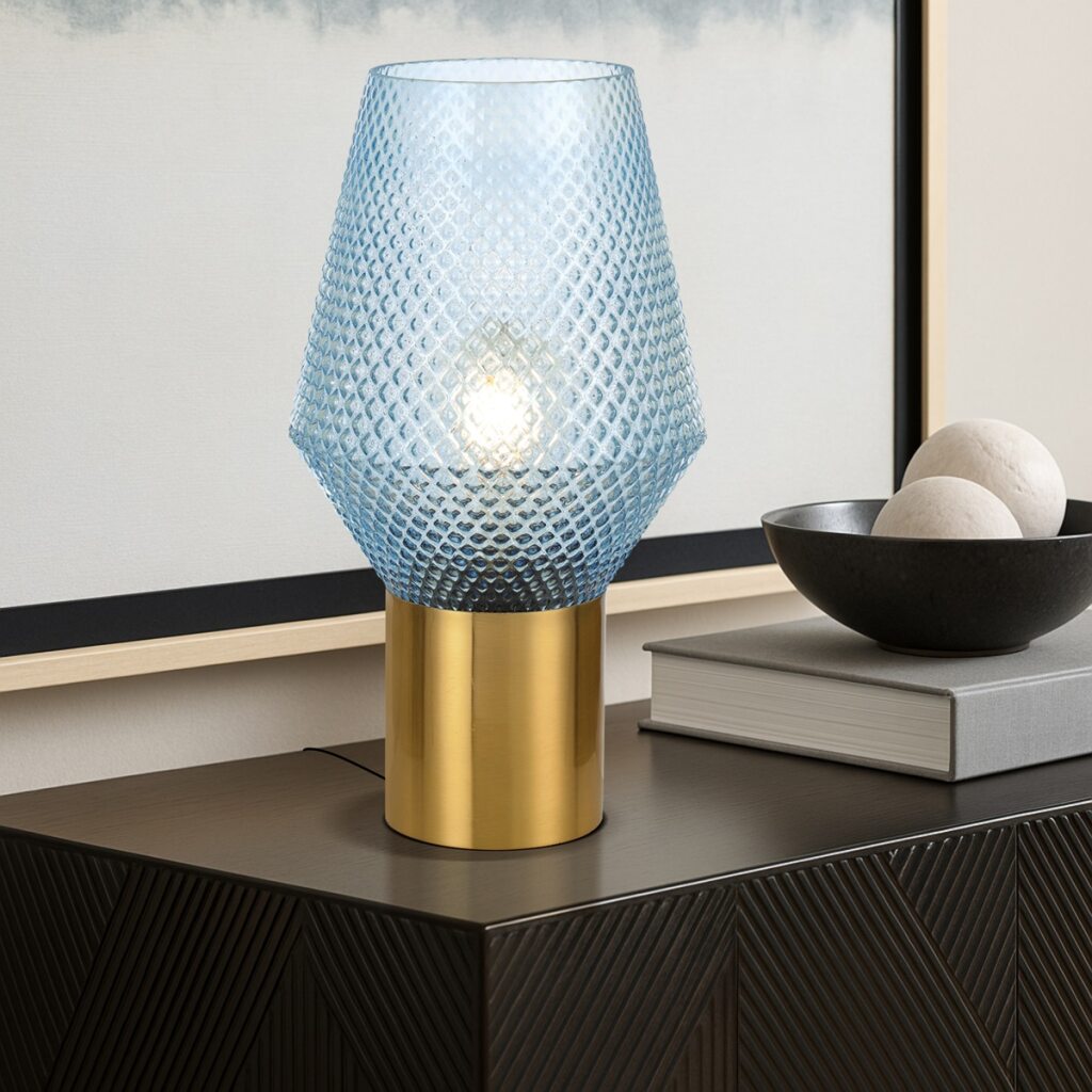 RENE Table Lamp - Blue/Antique Gold