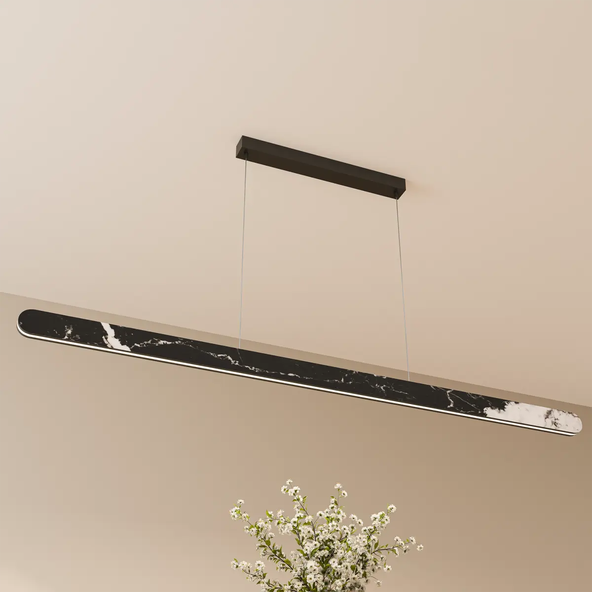 Calibo Lanner 1500mm Crafted Marble LED Linear Pendant - Black