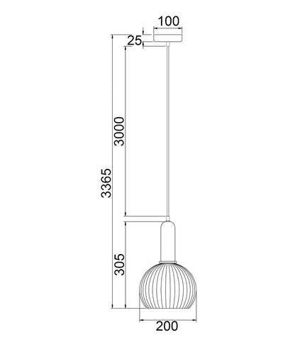VINTAJ: Interior Wine Glass Shape Ribbed Glass Pendant Lights - Smokey Black