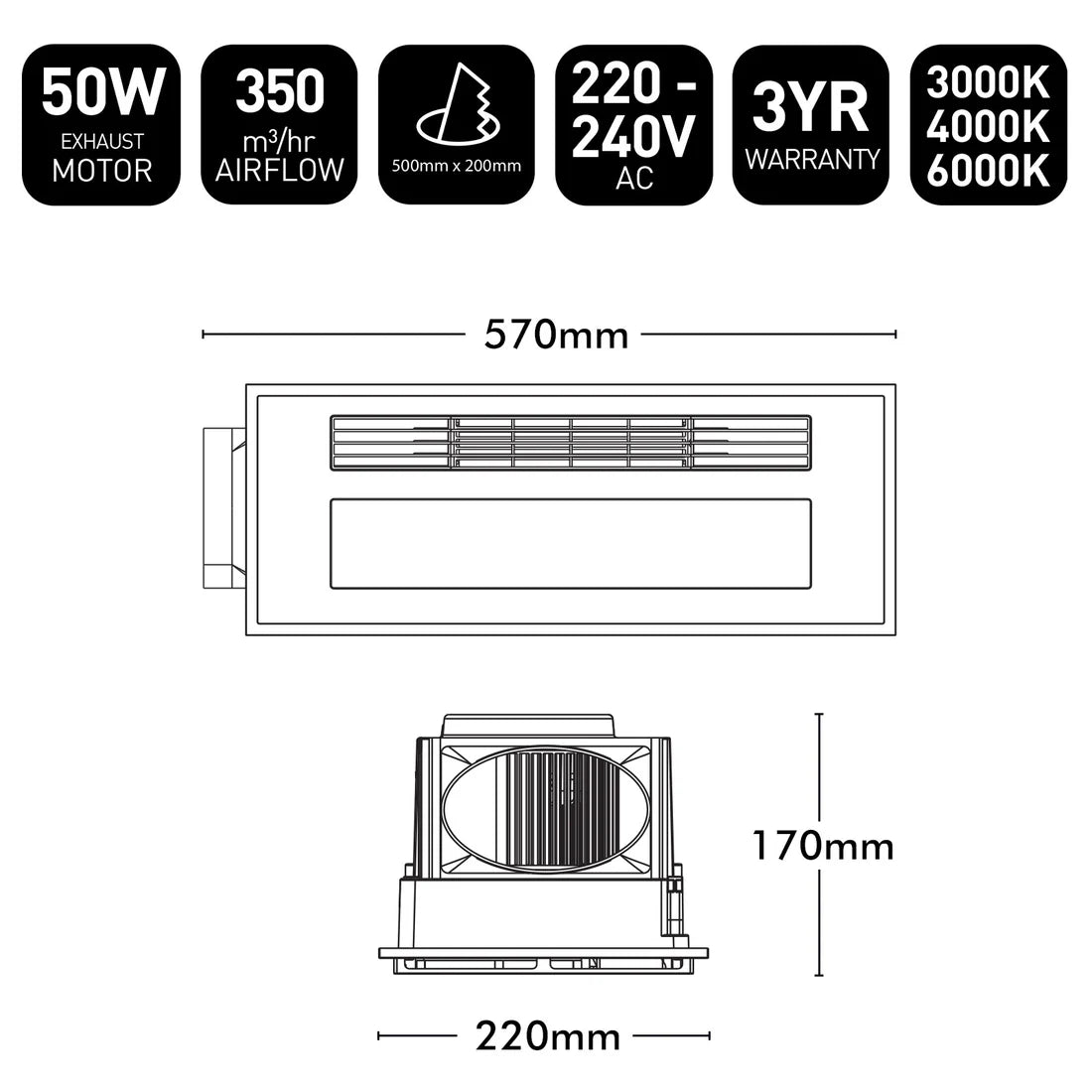 Nevada 4-In-1 Bathroom Heater- White