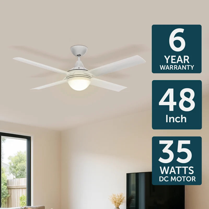 Brilliant Matt Cairns 48"(1220mm) DC Ceiling Fan with Light- White